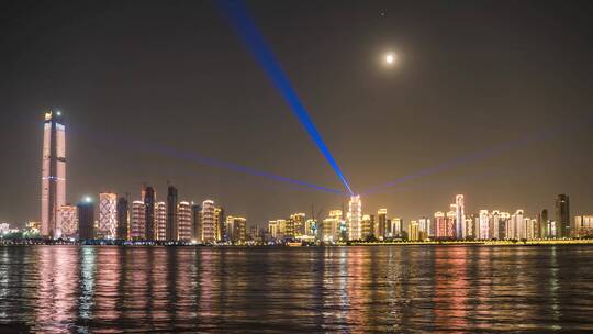 湖北武汉城市夜景灯光秀延时摄影