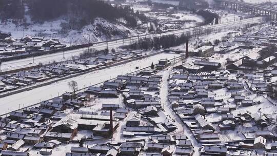 东北雪乡雪后小镇全景俯瞰