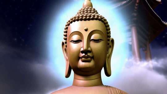 佛像特写及古风背景画面
