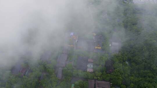 杭州西湖景区灵隐寺风光航拍