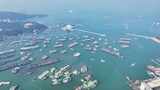 蓝色海洋海陵岛渔船航拍高清在线视频素材下载