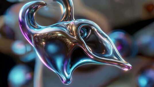 3D渲染抽象金属流体模型