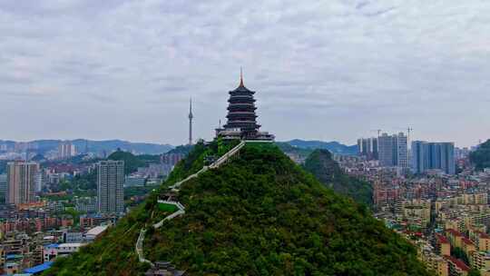 航拍贵阳东山寺