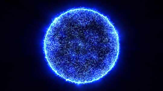 蓝色能量魔球圆形高科技光数字球太空行星星