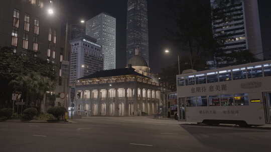 香港中环马路街景夜景