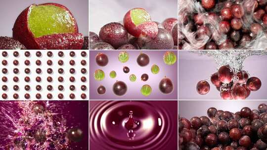 紫葡萄巨峰葡萄创意水果快闪饮品广告实拍高清在线视频素材下载