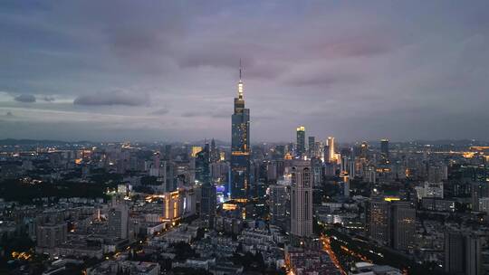 南京鼓楼CBD与新街口CBD城市夜景