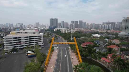 水上码头城市风光俯瞰全景