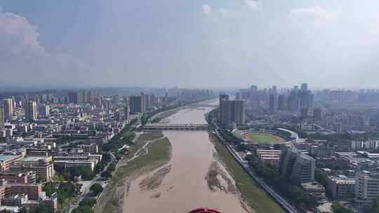 四川德阳德阳路大桥交通航拍