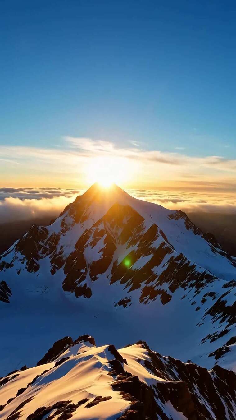 雪山日出自然风光