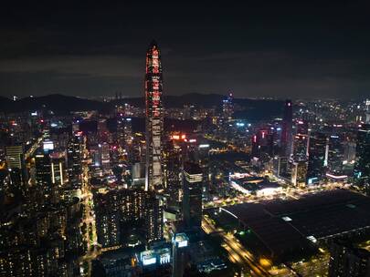 深圳福田城市夜景航拍延时合集