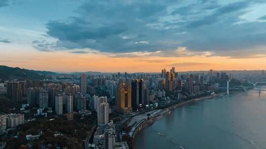 4K大气城市航拍日出日落夜景