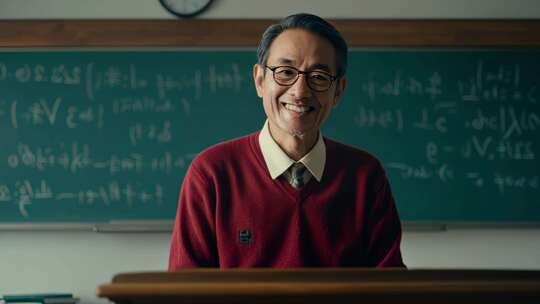 教师学生对镜头微笑4K