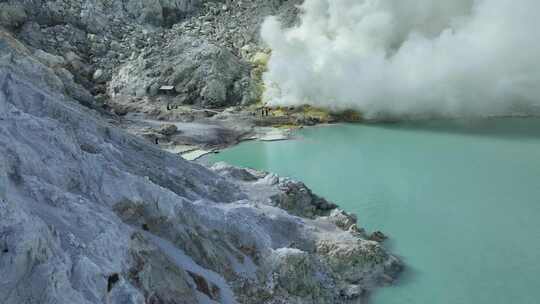 HDR印尼爪哇岛宜珍火山湖泊航拍自然风光