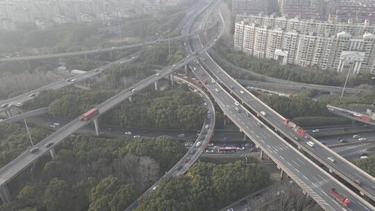 上海莘庄立交高架桥4K航拍原素材