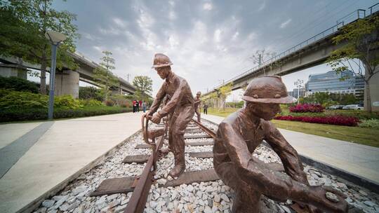 佛山三水新城高铁公园铁路工人雕塑雕像