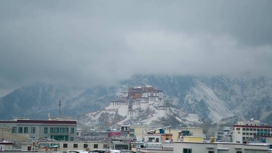 布达拉宫雪景延时8k视频素材模板下载