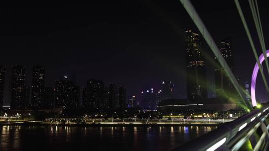 带桥的南京眼城市夜景-mp4视频素材模板下载