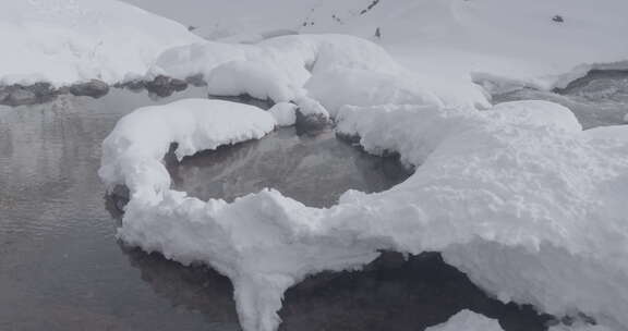 积雪覆盖下的溪流