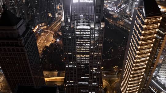 上海银行大厦夜景视频素材模板下载