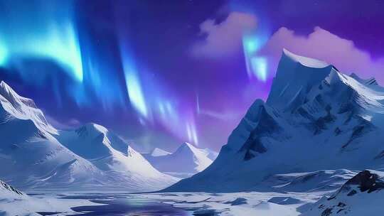 雪山极光夜景素材