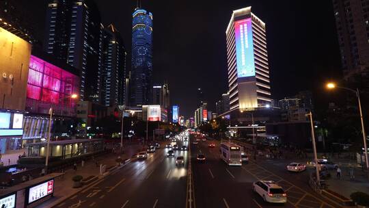 深南大道超广角视角拍摄夜晚车流4K