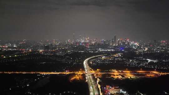 广州华南快速路夜景航拍视频素材模板下载