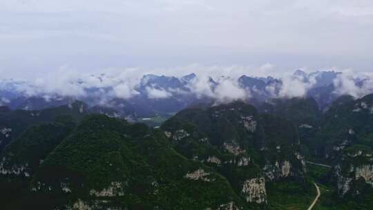 航拍雨后群山云雾缭绕山峦叠嶂山脉山川