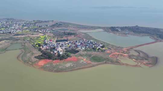 九江市都昌县周溪镇鄱阳湖湿地航拍自然风光