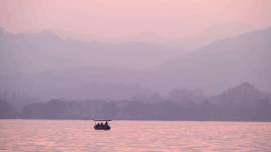 日落黄昏下的杭州西湖风景