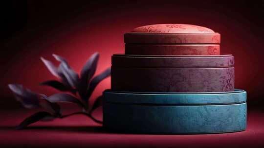 精美礼品盒堆叠于红色背景之上