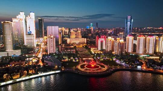 青岛夜景灯光秀浮山湾夜景