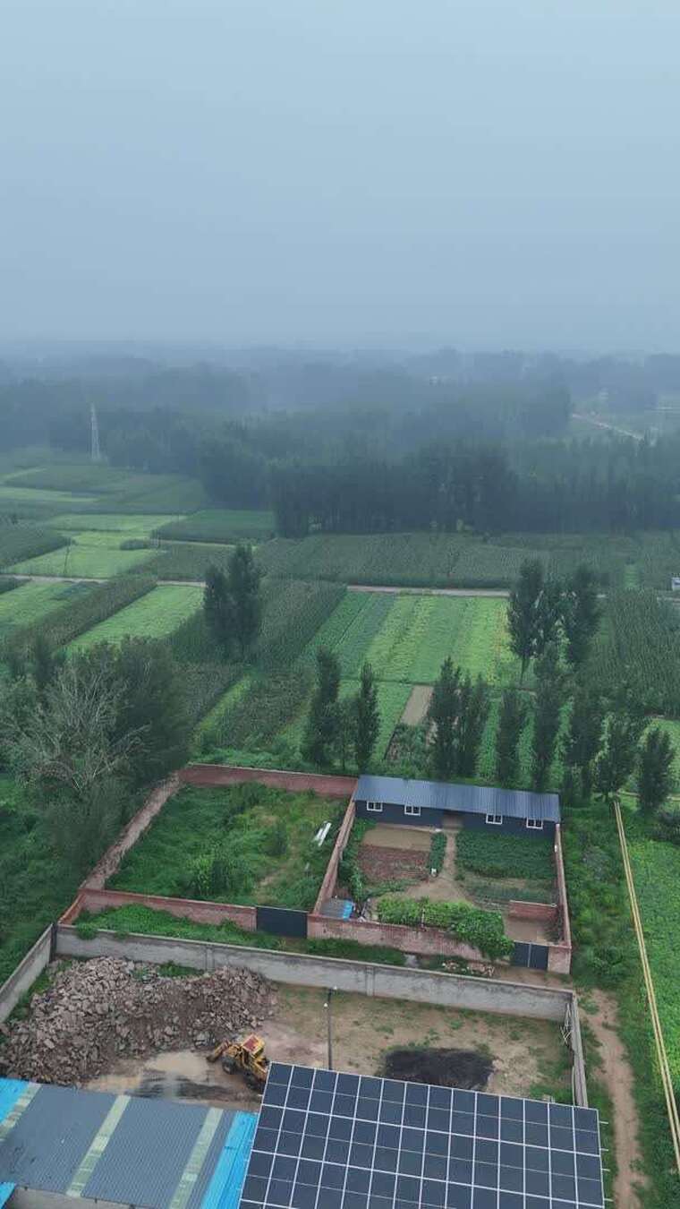 乡村农田及建筑俯瞰景象