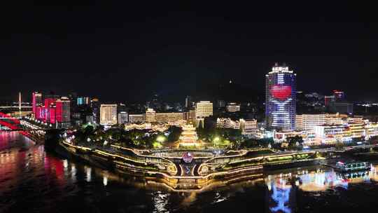 四川宜宾合江门广场夜景