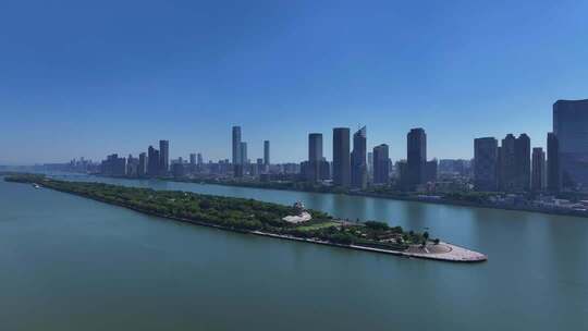 长沙橘子洲景区橘子洲大气航拍