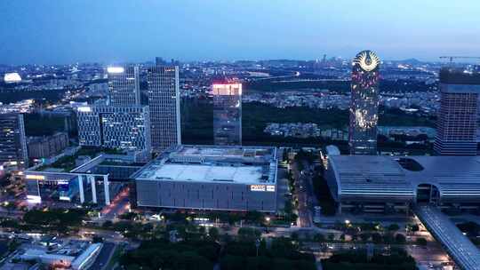 广州夜景航拍-琶洲会展中心-视频素材模板下载