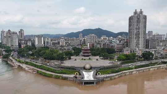 航拍四川宜宾合江门广场