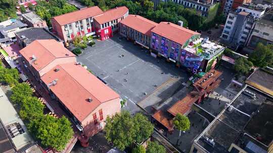 成都东郊记忆创意园文创园工厂旧址白昼航拍