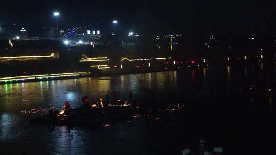 打铁花 传统表演 传统文化 节日气氛 夜景