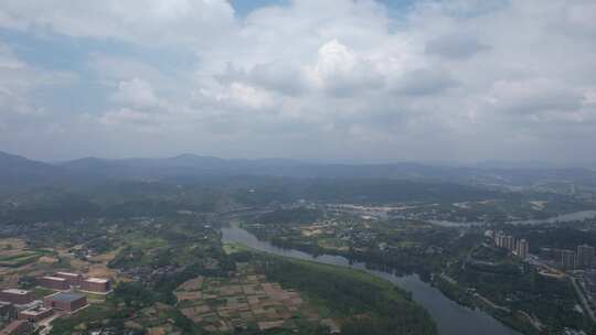 祖国大好河山青山绿水河流航拍