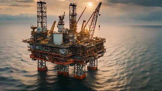 石油开采 海上采油厂 海上钻井平台视频素材模板下载
