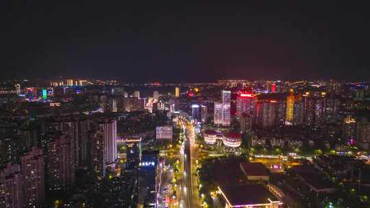 四川泸州城市夜景交通航拍延时