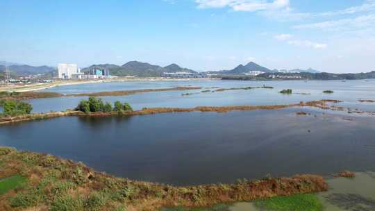 杭州临安青山湖湿地风景航拍