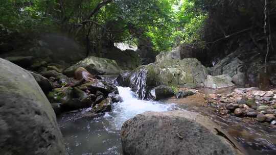 穿越机航拍深圳梧桐山麻水凤林间溪谷