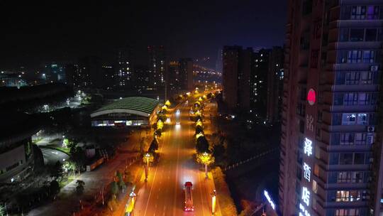 冬季广元航拍城市夜景