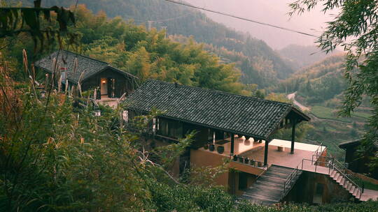 夕阳山间民宿3视频素材模板下载