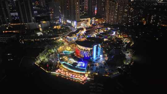 航拍南京百家湖夜景