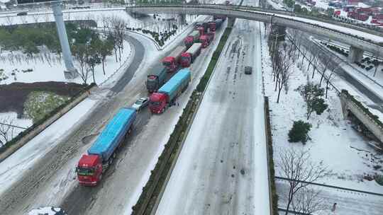 冰雪灾害航拍素材