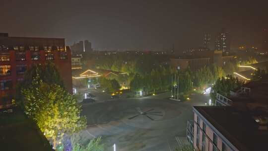 航拍天津棉3创意街区夜景