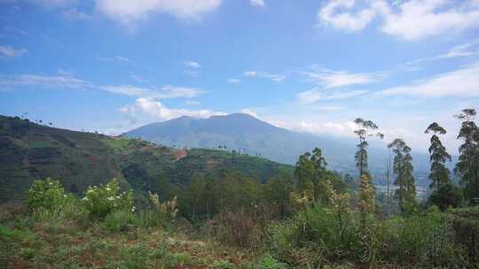 美丽的山地自然风光山丘的自然全景，高大的